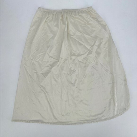Vintage Vanity Fair Slip 100% Nylon Midi Length Off White Slit Made in USA - Picture 2 of 7